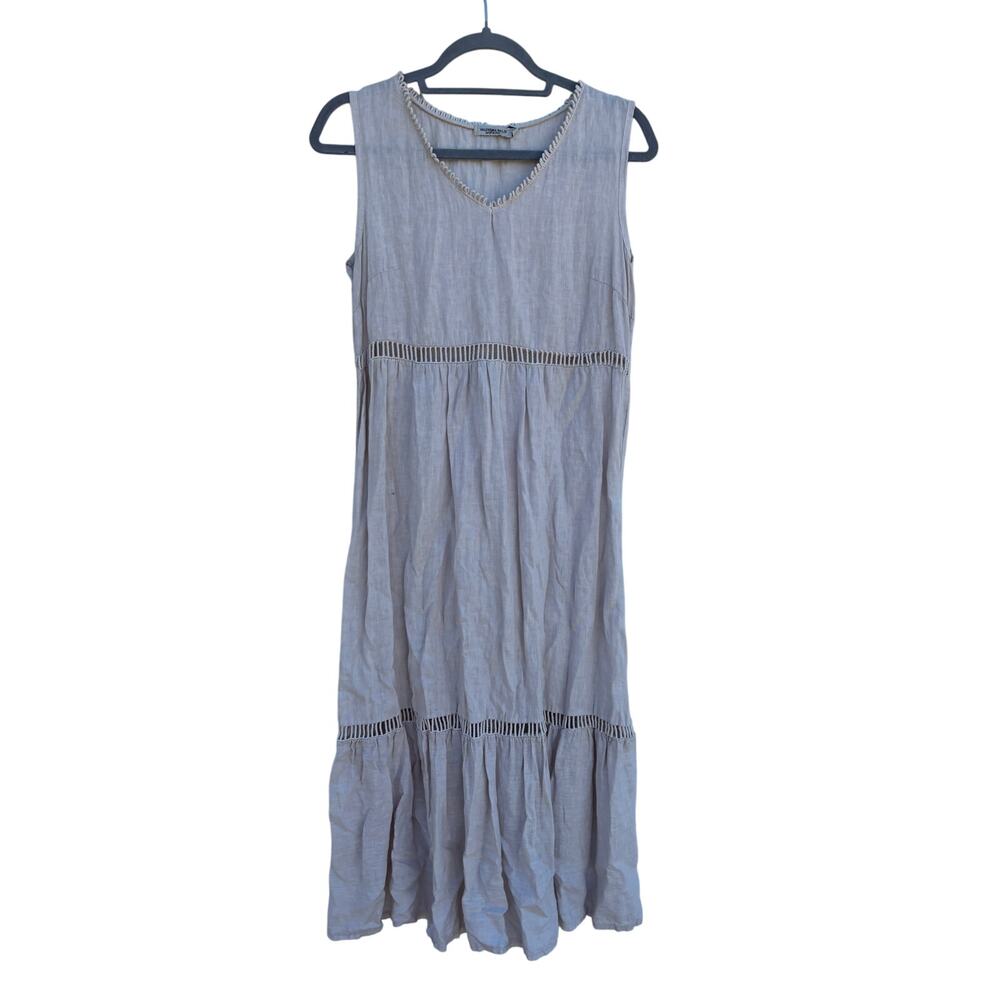Valentina Naldi Linen Dress, Made in‎ Italy, Oat Flax Color, Sz S